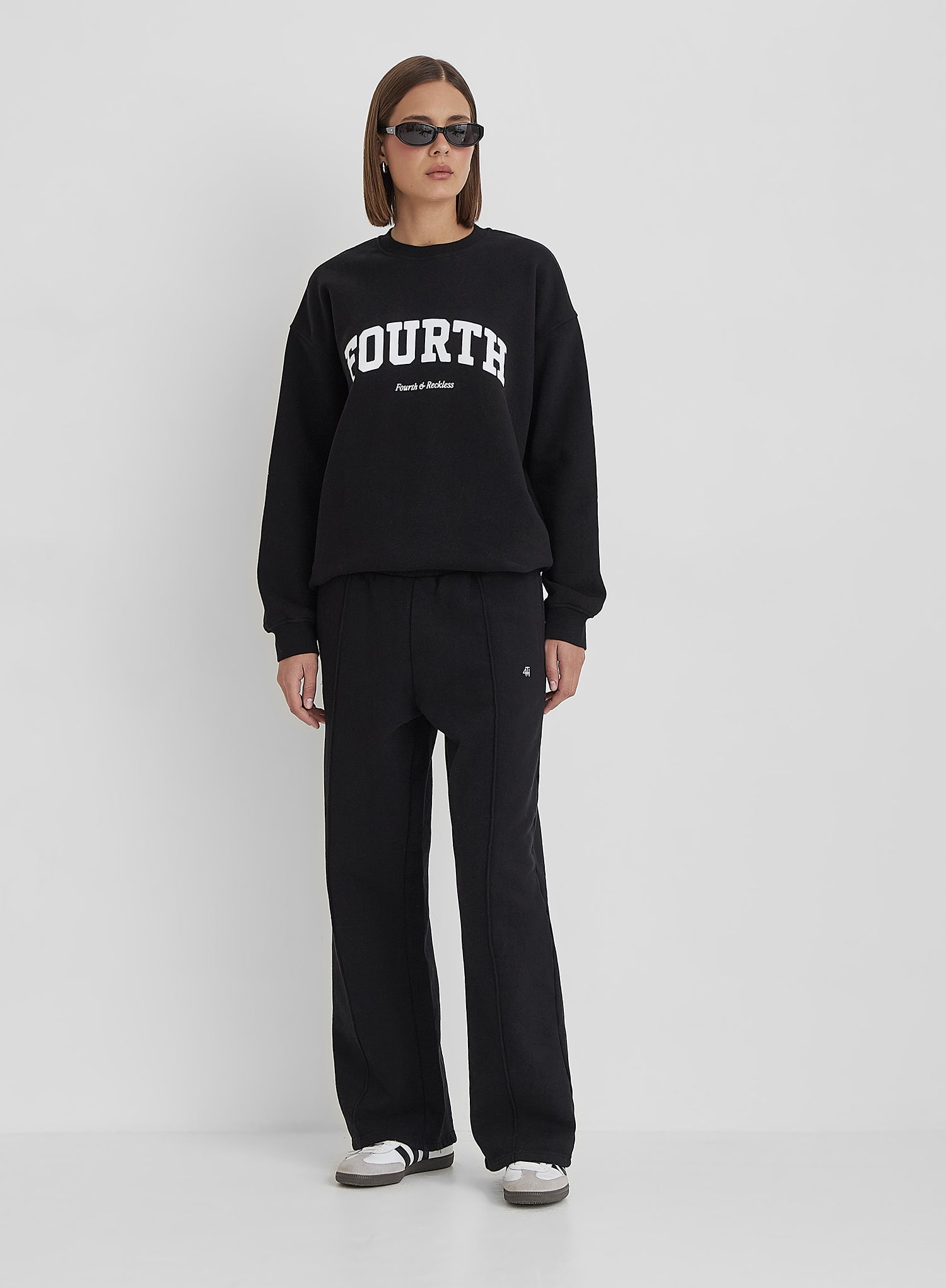 Black 4th Wide Leg Branded Joggers